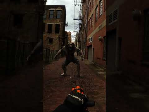 Nerf War: First Person Shooter--Zombie in an Alley--Zombie Strike Blaster #shorts