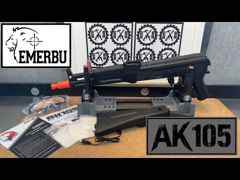 NEW VERSION! EMERBU - A&K Rattlesnake AK105 (TOY!) Gel Ball Blaster - Metal Gears, Blowback, More!