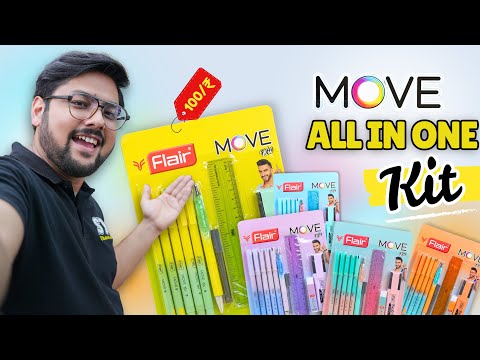Flair Move Kit Unboxing ✨ – All-in-One Stationery Set 🖊️ 5 Colours Tested 🎨 | Student Yard 📚