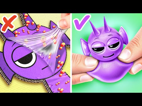 Cardboard vs Squishy PURPLE SPRUNKI! 😲✨ Fun DIY Challenges & Amazing Sprunki-Inspired Creations!