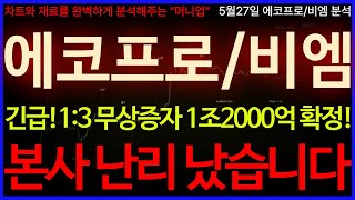 🔴[에코프로(비엠)] 5시 충격속보! 1:3 무상증자 1조 2000억 확정 공시! 본사 발표 갑자기 터졋다 이동채 "감사하다" 진짜 난리낫네요 임원진 만장일치 결정 #에코프로목표가