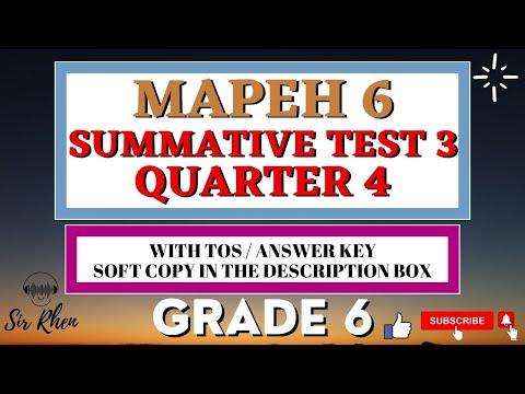 MAPEH 6 | QUARTER 4 | SUMMATIVE TEST NO.3 WITH TOS, ANSWER KEY AND SOFTCOPY| FREE DOWNLOAD