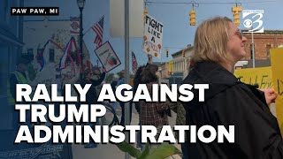 Protestors in West Michigan rally against "constitutional crisis" under Trump administration