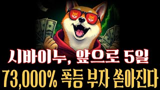 [시바이누 전망]  시바이누 앞으로 5일 73,000% 폭등 부자 쏟아진다         #업비트시황 #시바이누대응 #코인추천