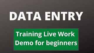 Data Entry Training Live Work Demo for beginners