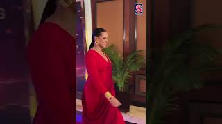 Neha Dhupia Graces The Purple Carpet Looking Fiery In Red At SHOWSHA Reel Awards 2024 | WATCH