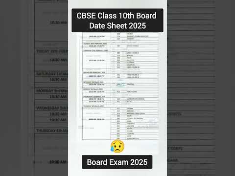 CBSE Class 10th Datesheet 2025 | CBSE Board Exam 2025 | CBSE Board Date Sheet 2025 #cbse2025 #cbse