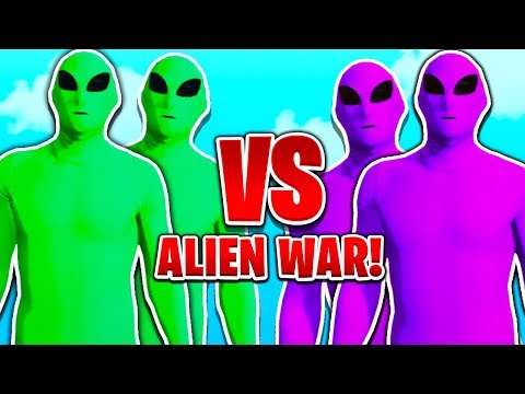 GREEN VS PURPLE ALIENS WAR in GTA ONLINE! (Alien Invasion)