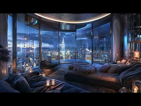 🌆 Indigo Dusk: Chillhop Elegance & Skyline Whispers in a Sapphire & Gold Sanctuary 🛌✨