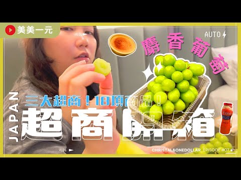 【2024日本京阪】ep.7開箱18項日本三大超商＆超市の美食！終於吃到超夯的烤焦糖布蕾冰淇淋！一年只能吃一次的夢幻逸品“麝香葡萄”！還有能助眠的乳酸菌1000？！｜美美一元 Japan Kansai