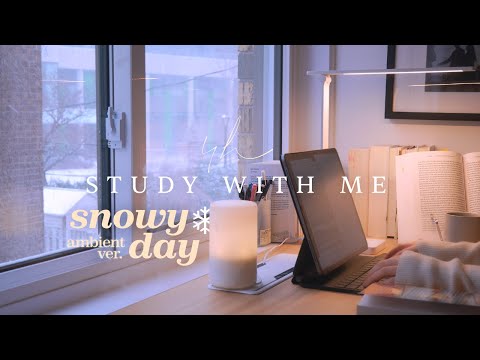 🌨️ 4-HOUR STUDY WITH ME on a SNOWY DAY | Pomodoro 50-10 | Snowy Ambience | No Music [ambient ver.]