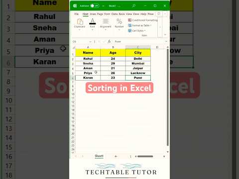 Excel में Data Sorting का सबसे तेज़ Trick ⚡ सिर्फ 5 सेकंड में! Excel Hindi #excelshorts #excel