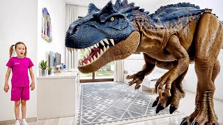 Dinosaur Stories for Kids | Stephi's Dinosaur Toys Become Alive In Her House