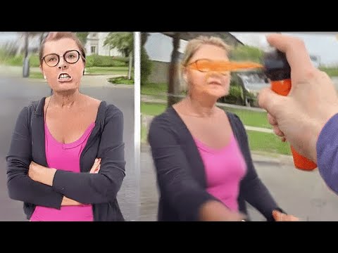 KAREN Gets PEPPER SPRAYED After Saying This.. (INSTANT KARMA)