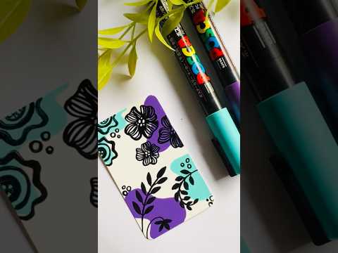 Quick florals with POSCA Markers | Easy Art |Art for Beginner | MINI Art | Drawing for beginners💜🩵