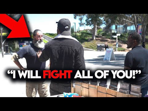 Muslim RUNS AWAY While VIOLENT Fanatic ATTACKS Christians!