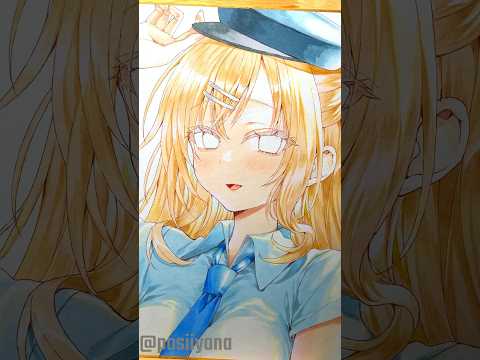 色紙にポリス詩夏ちゃん描いてみた🚨#イラストメイキング #shorts