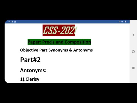 CSS2021 Paper Precis and composition solution||Synonyms&Antonyms asked in CSS2021|| Part#2 Antonyms