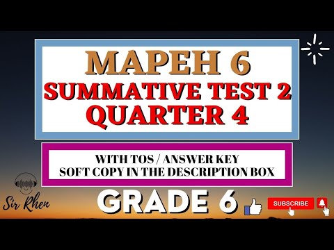 MAPEH 6 | QUARTER 4 | SUMMATIVE TEST NO.2 WITH TOS, ANSWER KEY AND SOFTCOPY| FREE DOWNLOAD