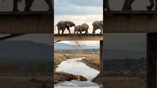 3 elephant fighting on the bridge #elephant #animals #animalsvideo #shorts