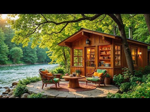 📖 Tranquill Jazz & Cozy Cabin by the River | Riverside Ambience & Smooth Melodies for Study & Chill