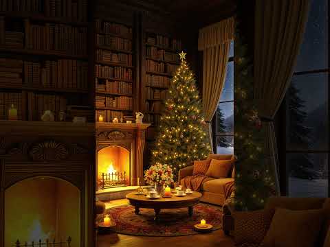 Christmas Reading Nook with Winter Ambience, Jazz Music, Cozy Fireplace  #relax #fireplacejazz