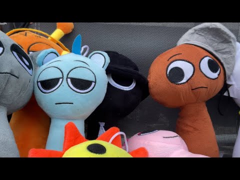 Sprunki plushies go on the trampoline