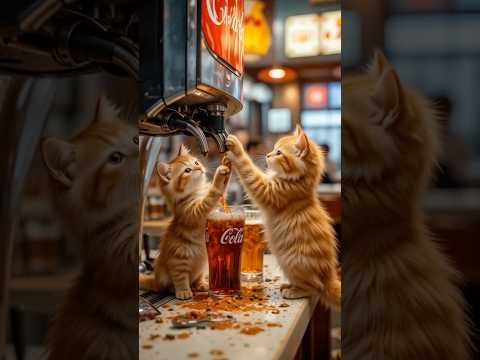 A flock of cats invades a McDonald's. #cats #devilmeji