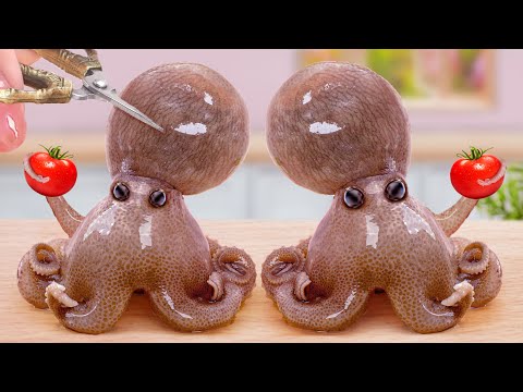 Best Sea Food Cooking 🐙 Satisfying Delicious Miniature Octopus With Thai Sauce 😍 Mina Mini Kitchen