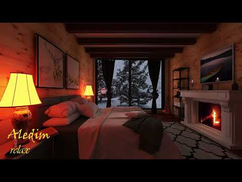 Charming Fireplace Setting: Cozy Atmosphere with Relaxing Tunes -aledim relax