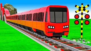 【踏切アニメ】あぶない電車【カンカン】電車 Train Climbing Pynamid🚦 Fumikiri 3D Train Railroad Crossing Animation #train
