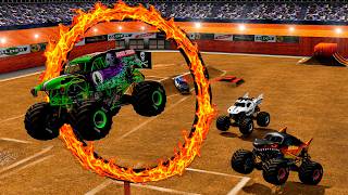 5 BIG MONSTER TRUCK VS Police in JAM Arena - Color Slide  - BeamNG.drive