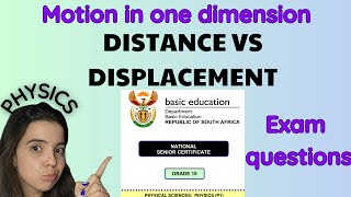 Displacement and distance EXAM questions: Motion in one dimension