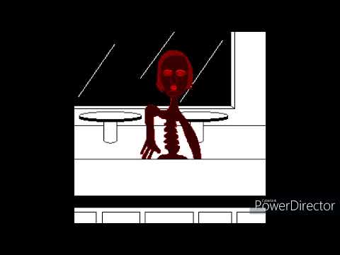 red guy walks in a coffee shop