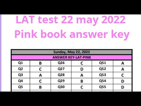 LAT Test 22 May 2022 Pink Book Answer Key