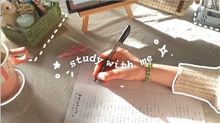 study w/ me for 1 hour 💫 golden sunlight and soft piano bgm