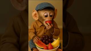 babymonkey eating strawberry 🍓