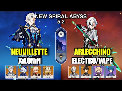 F2P ABYSS✔️C1R1 Neuvillette Xilonen & C0R0 Arlecchino vape - Spiral Abyss 5.2 Floor 12 GenshinImpact