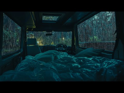 10 Hours⚡️Gentle Rain in a Forest Van Ambience | Soothing ASMR to Sleep Instantly and Relieve Stress