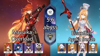 C0 Mavuika overload & C0 Escoffier Ayaka Freeze | Spiral Abyss 5.6 | Genshin Impact