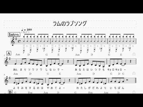 【楽譜版】ラムのラブソング/松谷祐子（唄：ポケットミク＜初音ミク＞）☆アニメ『うる星やつら』OP曲