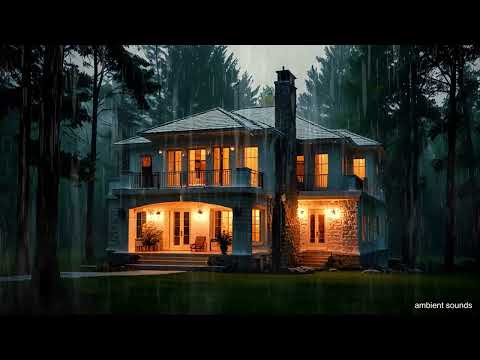 Heavy rain is heard and distant thunder. Rest in the stone house next to the forest. 4K (10 Hours )