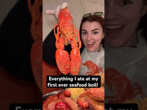 Everything I ate at my first ever seafood boil! #Seafood #Foodie #Shorts #Eating #Lobster #Shrimp ￼