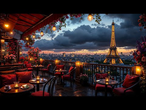 Romantic Jazz at a Paris Balcony Café ☕ Background Bossa Nova & Chill Jazz Music for Focus & Calm