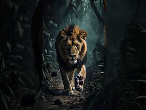 The stone hit the lion's foot #shorts #aistory #trendingreels #aivideo #ai #animals