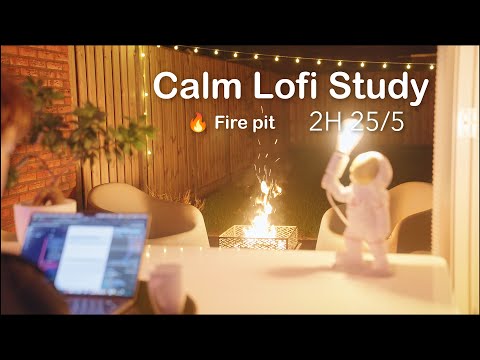 Lets study together 📚 | 2-Hour Study with Me | ⏰ Pomodoro 25-5 | 🎵 Calm Lofi music | 🔥 Fire pit