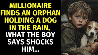 Millionaire finds an orphan holding a dog in the rain, what the boy says shocks him...