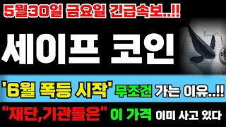 [세이프 코인] 6월 폭등 시작하는 이유!! "재단,기관들은" 이미 이 가격에 사고 있습니다!! 더 늦기전에 꼭 확인하세요!