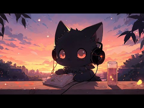Sunset Bliss 🌅 Lofi Beats with Cat and Relaxing Vibes [Chillhop / Relax to, Study to, Focus to]