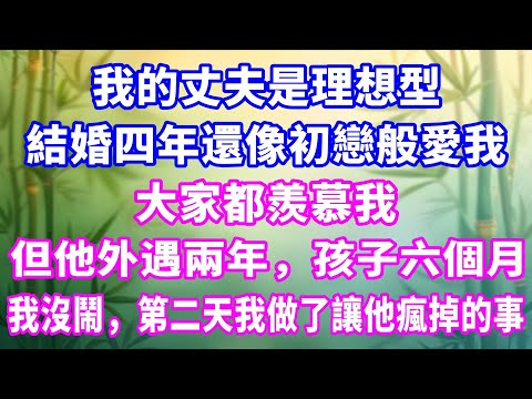 我的丈夫是理想型，結婚四年還像初戀般愛我，大家都羨慕我，但他外遇兩年，孩子六個月。我沒鬧，第二天我做了讓他瘋掉的事。#家庭故事